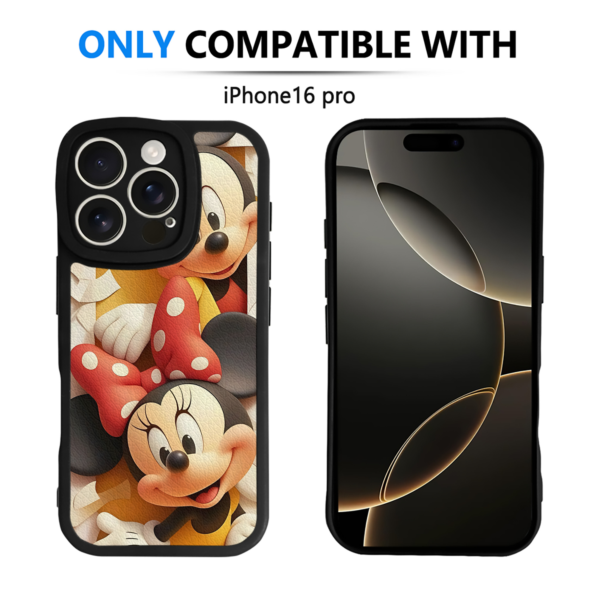 （画像用） ミッキーマウス Mickey Mouse 【iPhone 16シリーズ対応】シリコンスマホケース（レザー調） 材質：シリコン